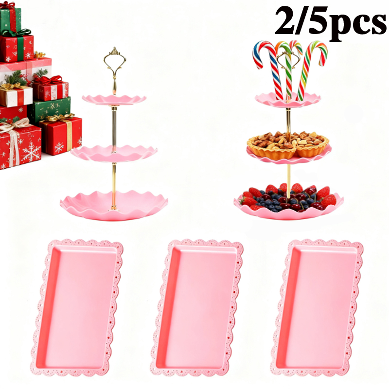 Display Risers Set - 2/5 pièces, support à gâteau rose